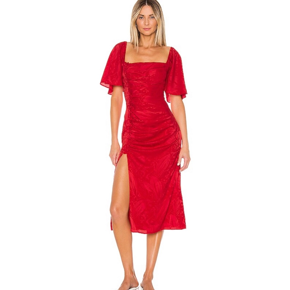 Song of Style Knox Midi Dress in Scarlet Red